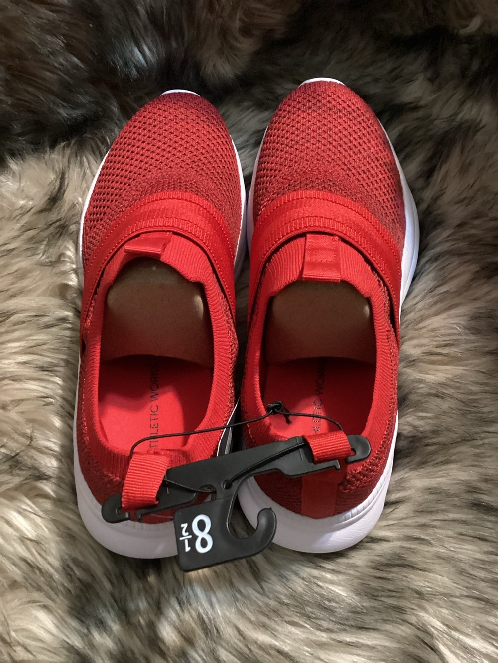 Athletic Works Red Slip-On Knit Athletic Sneakers new without the box